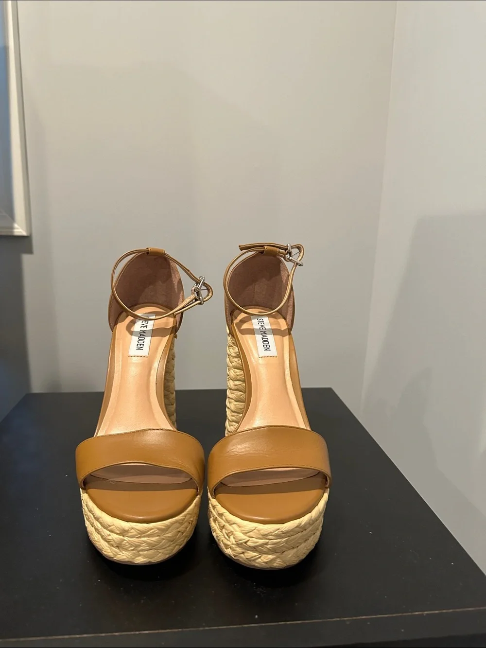 Steve Madden Cognac Braided Platform Sandals